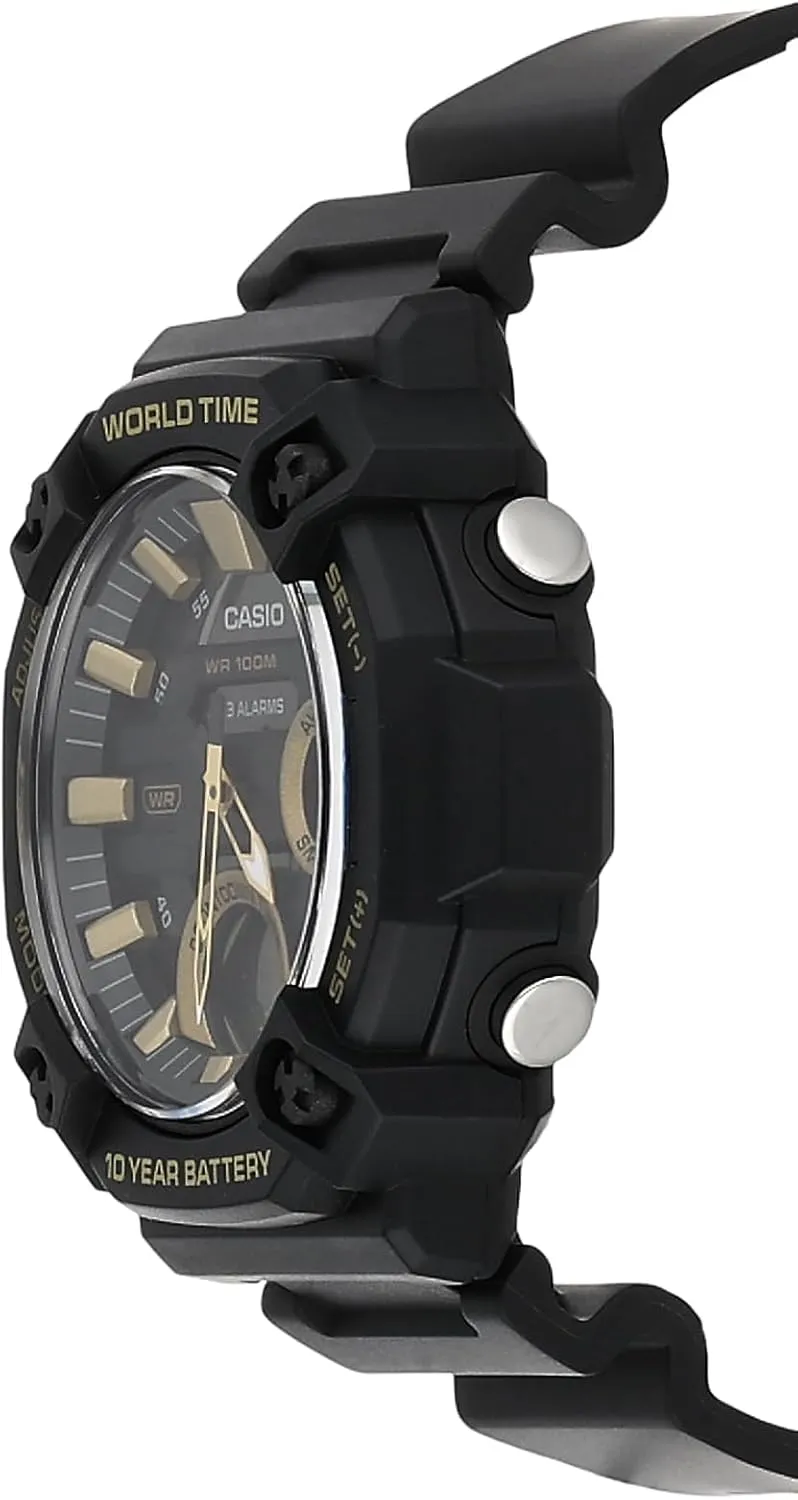 Casio AEQ120W Series | Mens Analog-Digital Watch |100M Water Resistance | Multi Alarms | 100 SEC Stopwatch | Countdown Timer | World Map for World Time | LED Light | LC Display | 10 Yr Batt