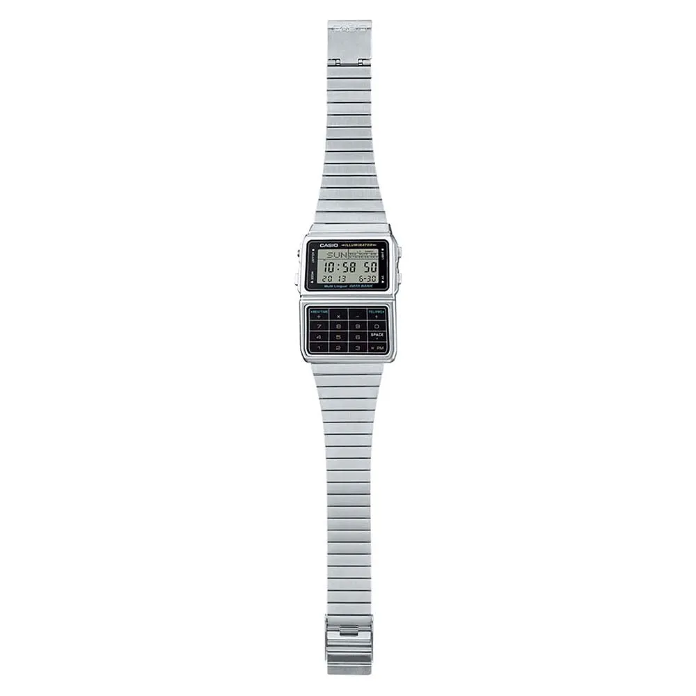 Casio Men's Black Dial Silver-Tone Stainless Steel Band Calculator Quartz Watch - DBC-611-1DF
