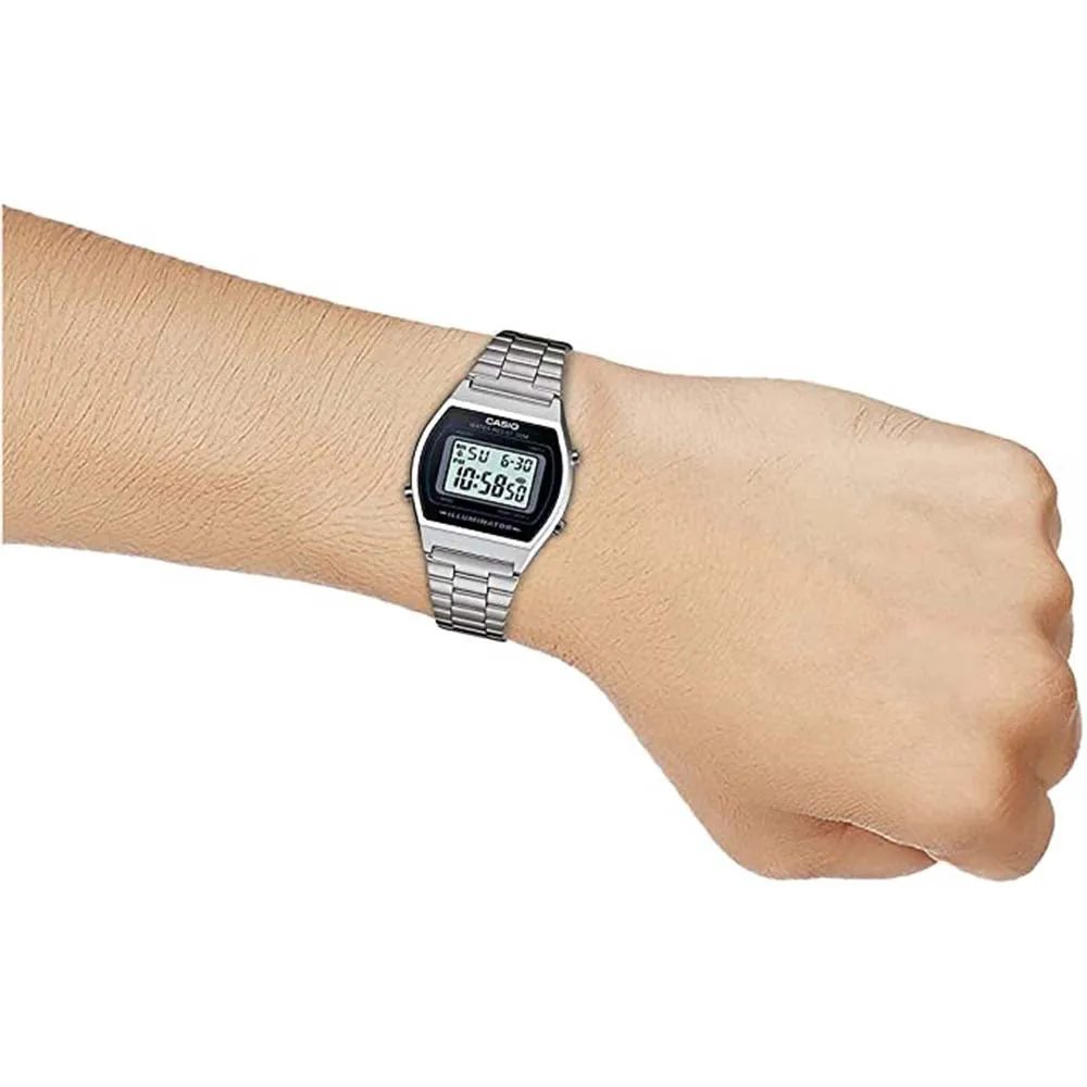 Casio Men's Gray Dial Silver Stainless Steel Band Quartz Watch - B640WD-1AVDF