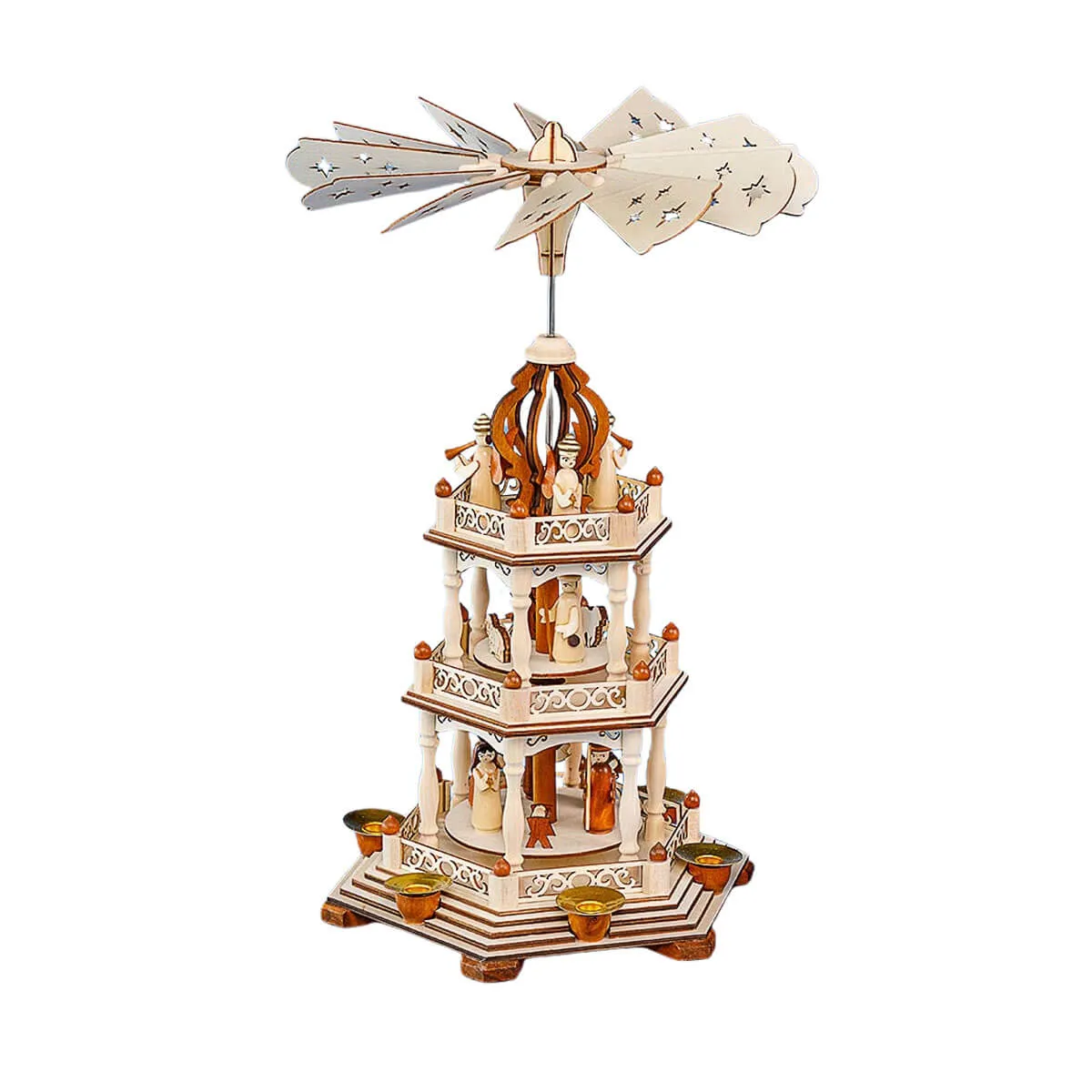 Christmas Pyramid 3- tiers - Nativity Scene with Laser Cut Details