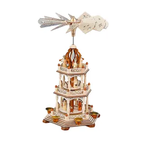 Christmas Pyramid 3- tiers - Nativity Scene with Laser Cut Details