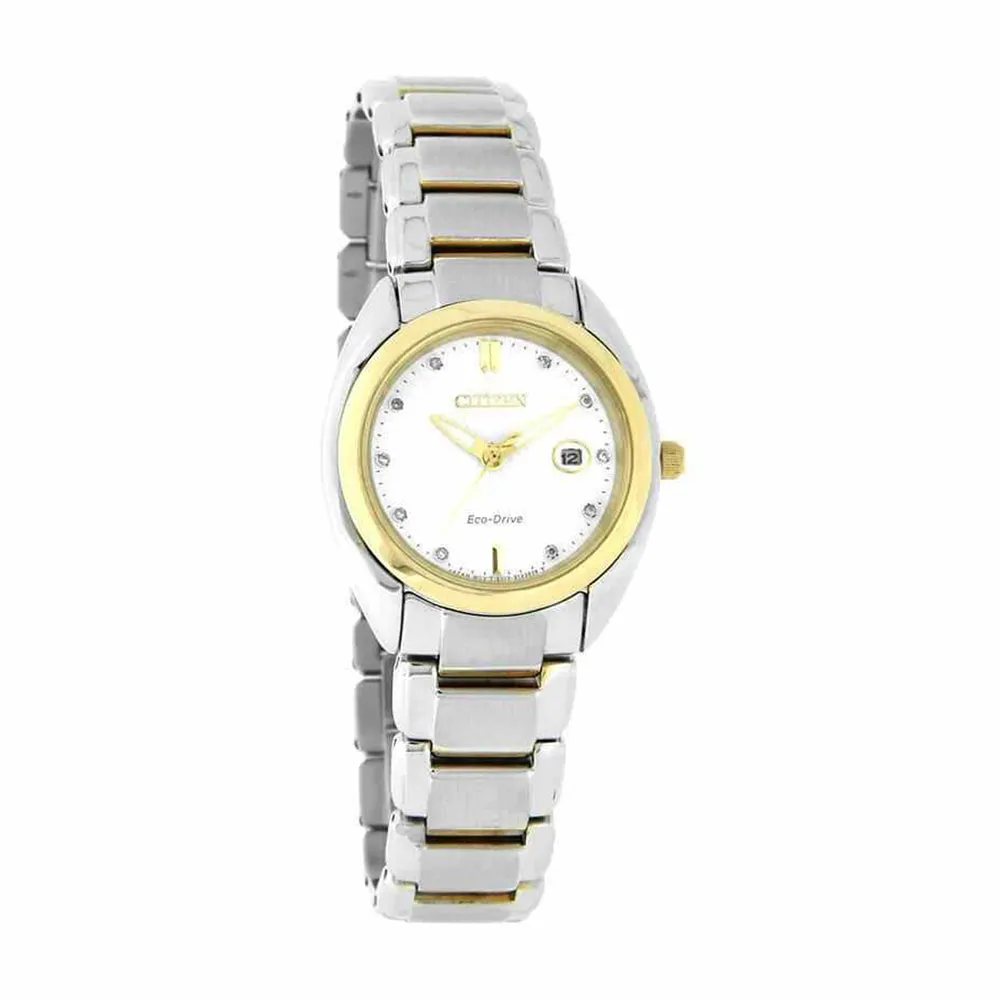 Citizen Eco-Drive Womens Stainless Steel Case and Bracelet Celestial White Dial Two-tone Watch - EM0314-51A
