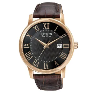 Citizen Gents Eco-Drive Brown Leather Men's Watch - BM6759-03E