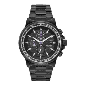 Citizen Marvel Watch with 42MM Black Round Dial and Stainless Steel Bracelet. CA0297-52W-MRVL