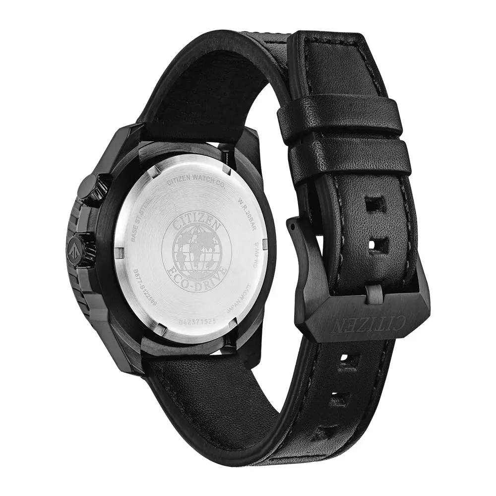 Citizen Mens Eco-Drive Promaster Nighthawk Black Dial Leather Strap Watch - BJ7135-02E