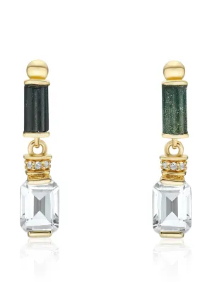 Column emerald cut drop earrings