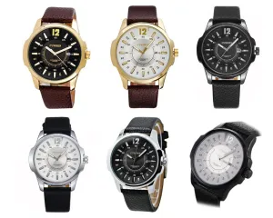 CURREN Fashion Analog Date Brown PU Leather Men Wrist Watch