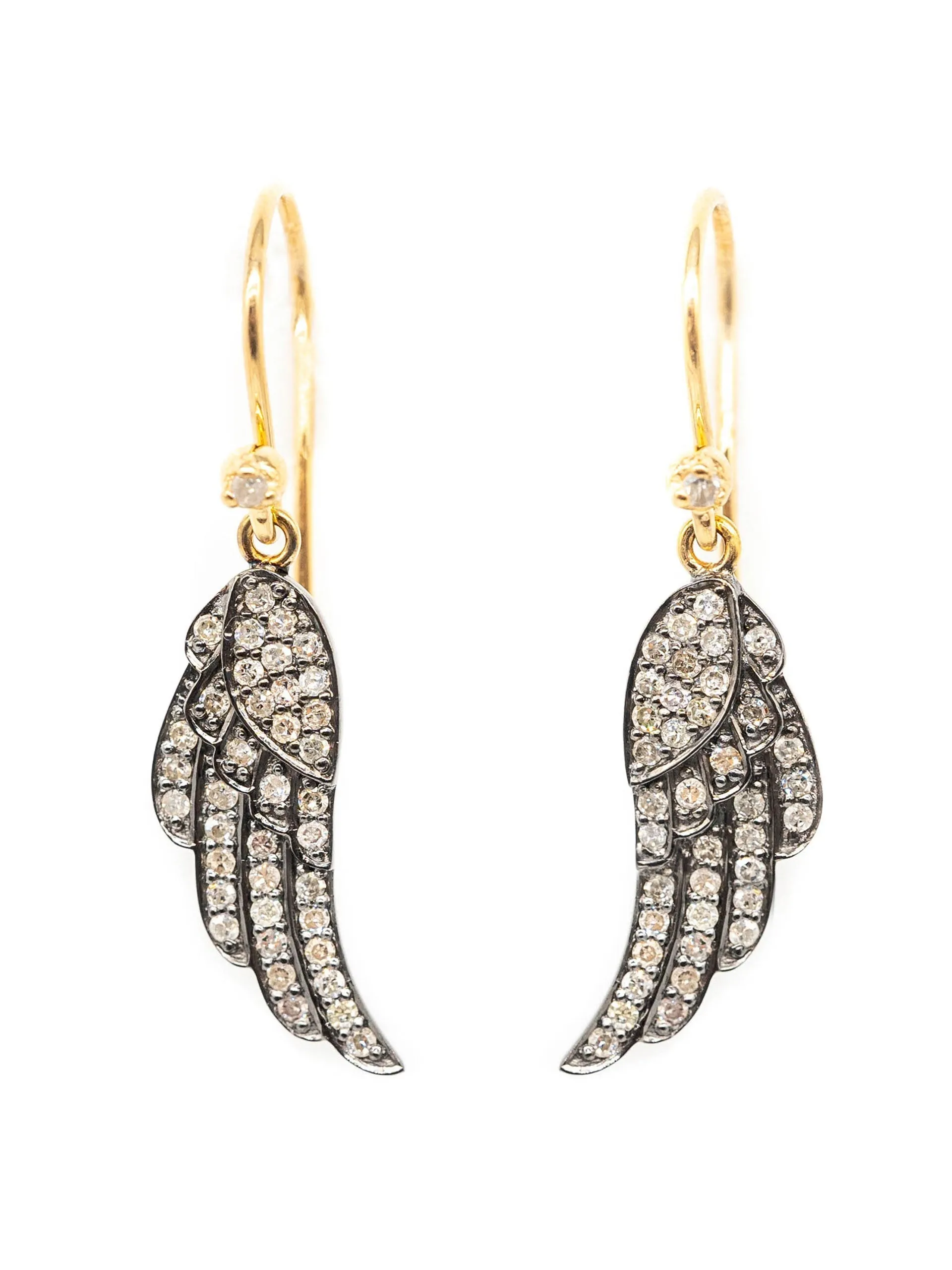 Diamond angel wing earrings