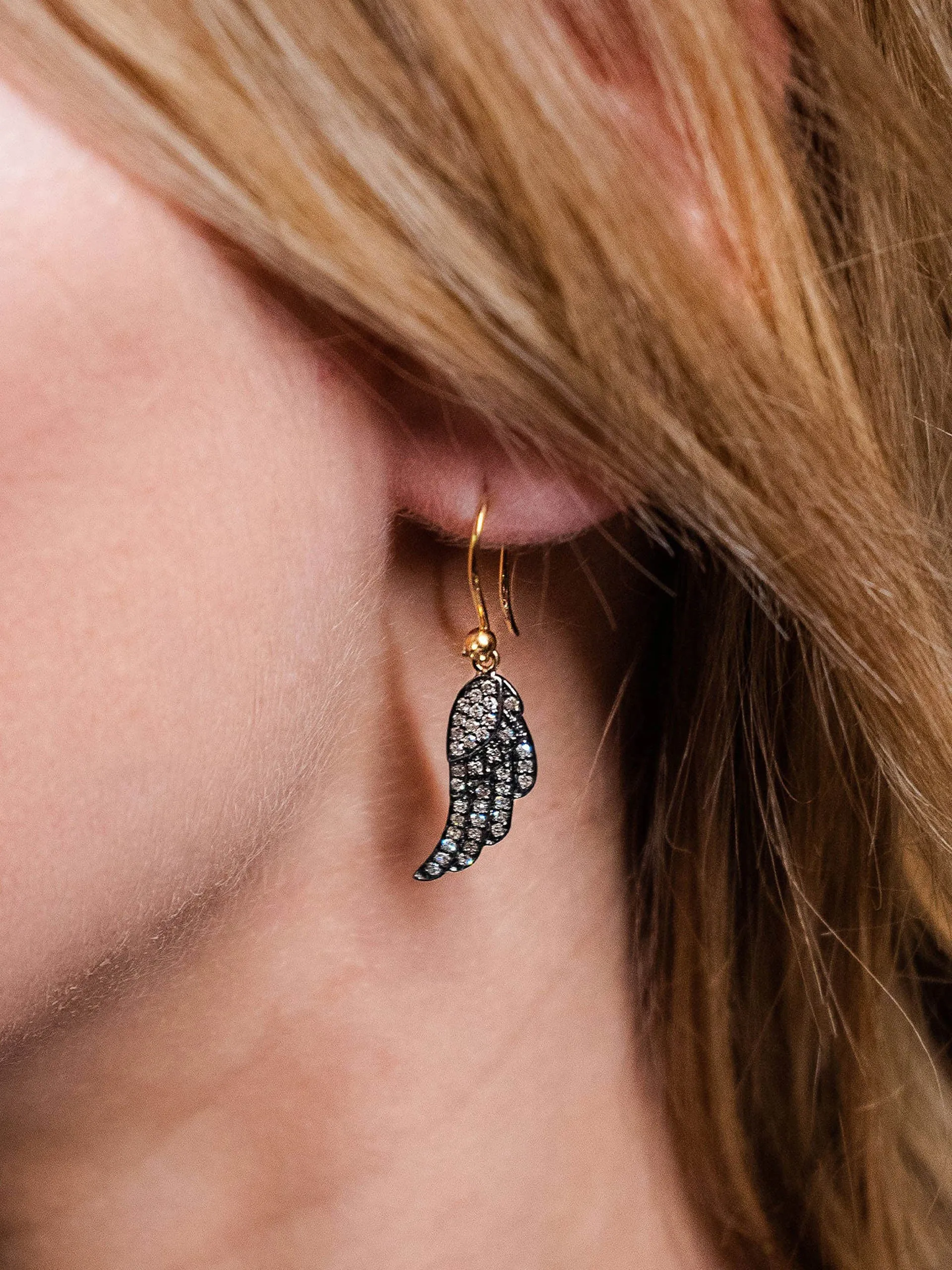 Diamond angel wing earrings
