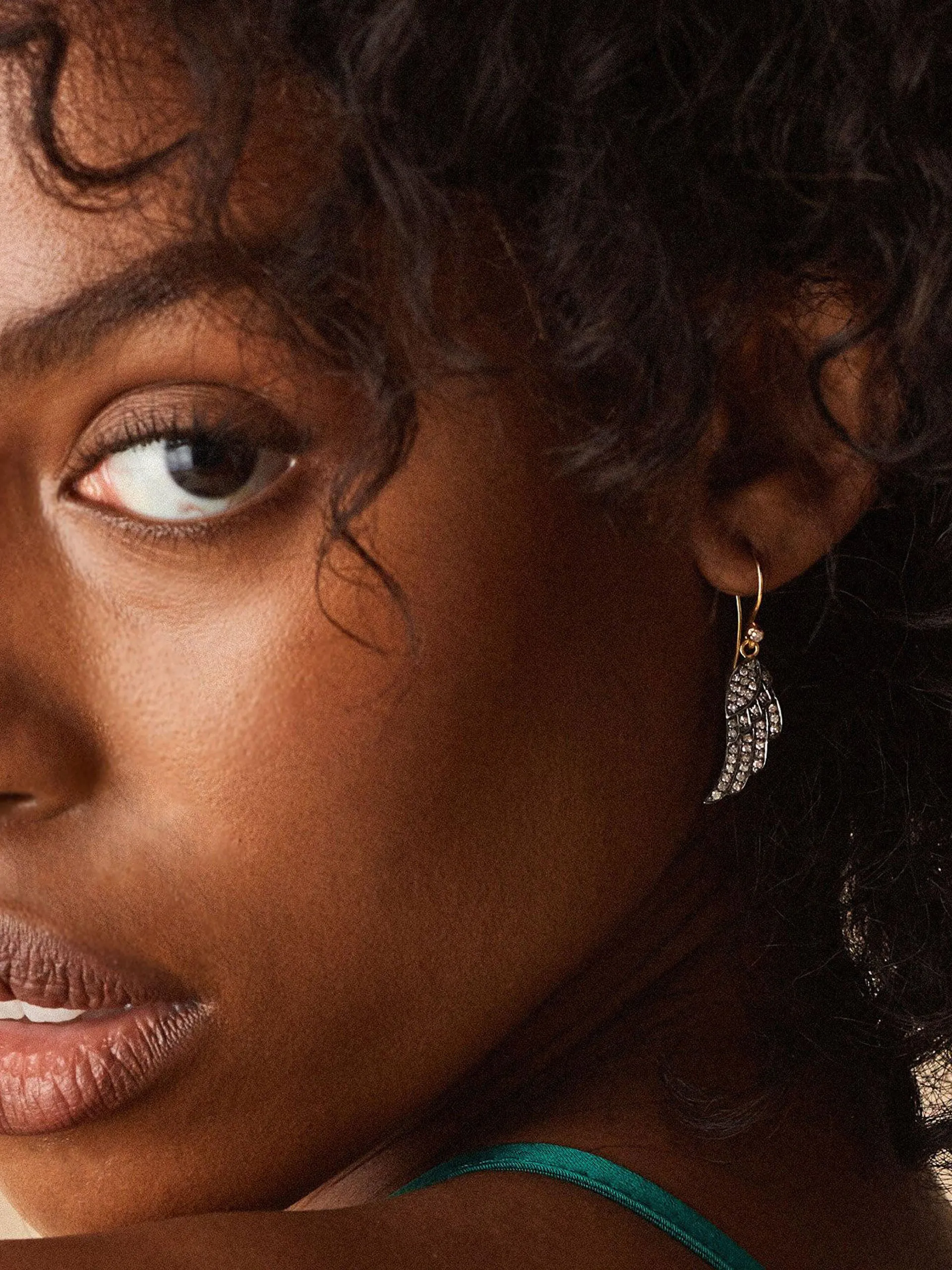 Diamond angel wing earrings