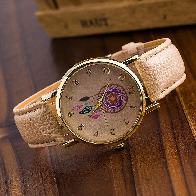 Dreamcather Women Quartz Watches Reloj Mujer Relogio Feminino Leather Strap Wristwatch New Dress Watch Clock