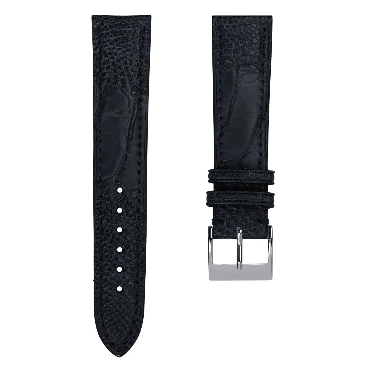 Durbuy Ostrich Leg Handmade Leather Watch Strap - Matt Blue