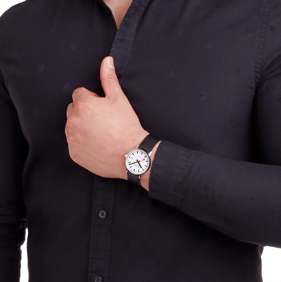 evo2 Automatic, Black vegan grape leather, 35 mm