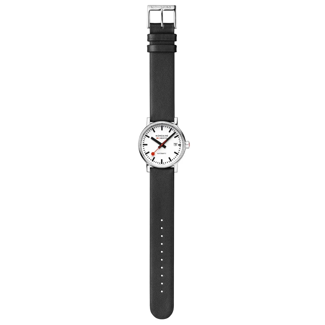 evo2 Automatic, Black vegan grape leather, 35 mm