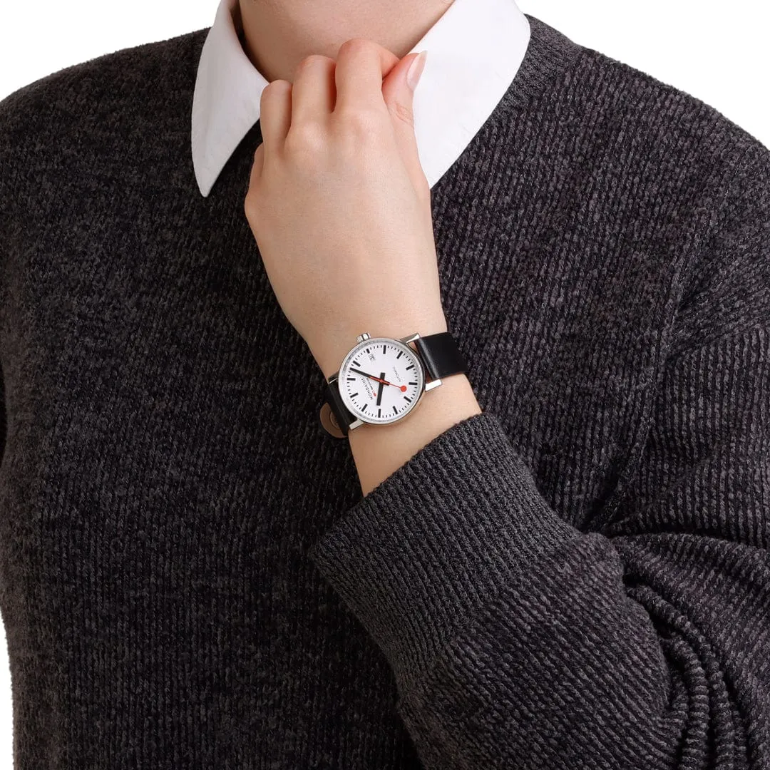 evo2 Automatic, Black vegan grape leather, 35 mm