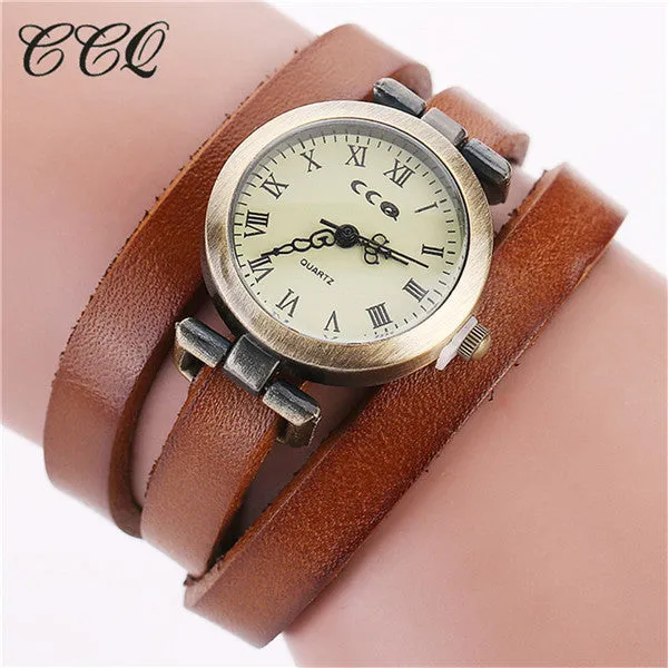 Fashion Vintage Cow Leather Bracelet Roma Watch Women WristWatch Casual Luxury Quartz Watch Relogio Feminino Gift