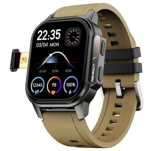 Fire-Boltt Snapp Smart Watch, Selfie Camera, 4G Nano-SIM Slot, 54.1mm AMOLED Display, Play Store- Unlimited apps, 1000mAh Battery, 2GB/4GB RAM   16GB/64GB ROM (Alpine Olive)