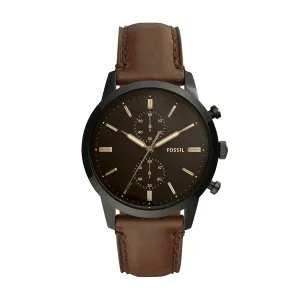 Fossil Townsman 44mm Chronograph Brown Leather Watch FS5437