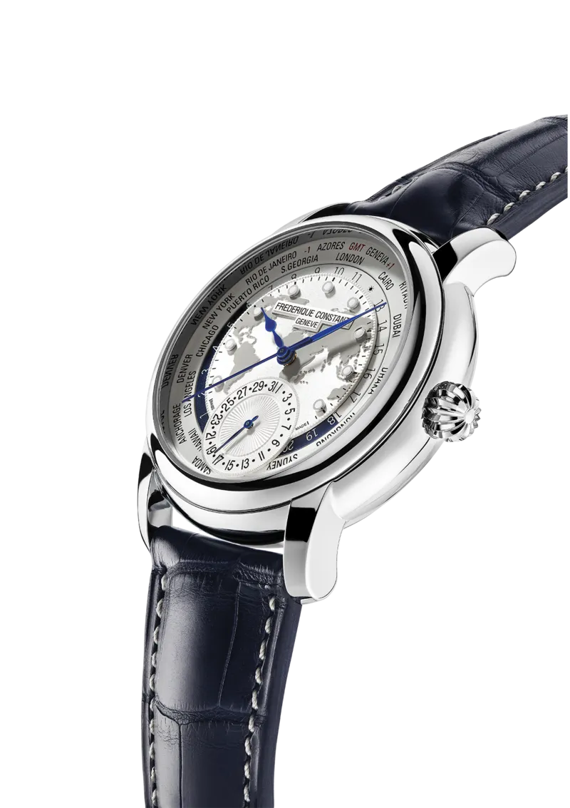 Frederique Constant White Dial Worldtimer Automatic Watch FC-718WM4H6