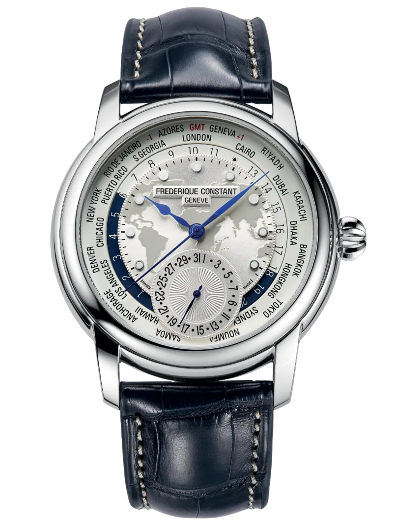 Frederique Constant White Dial Worldtimer Automatic Watch FC-718WM4H6