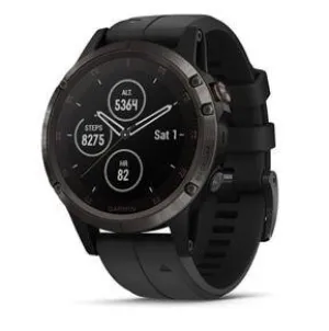 Garmin Fenix 5 Plus Sapphire Carbon Gray DLC Titanium with Black Silicone Band