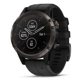 Garmin Fenix 5 Plus Sapphire Carbon Gray DLC Titanium with Black Silicone Band