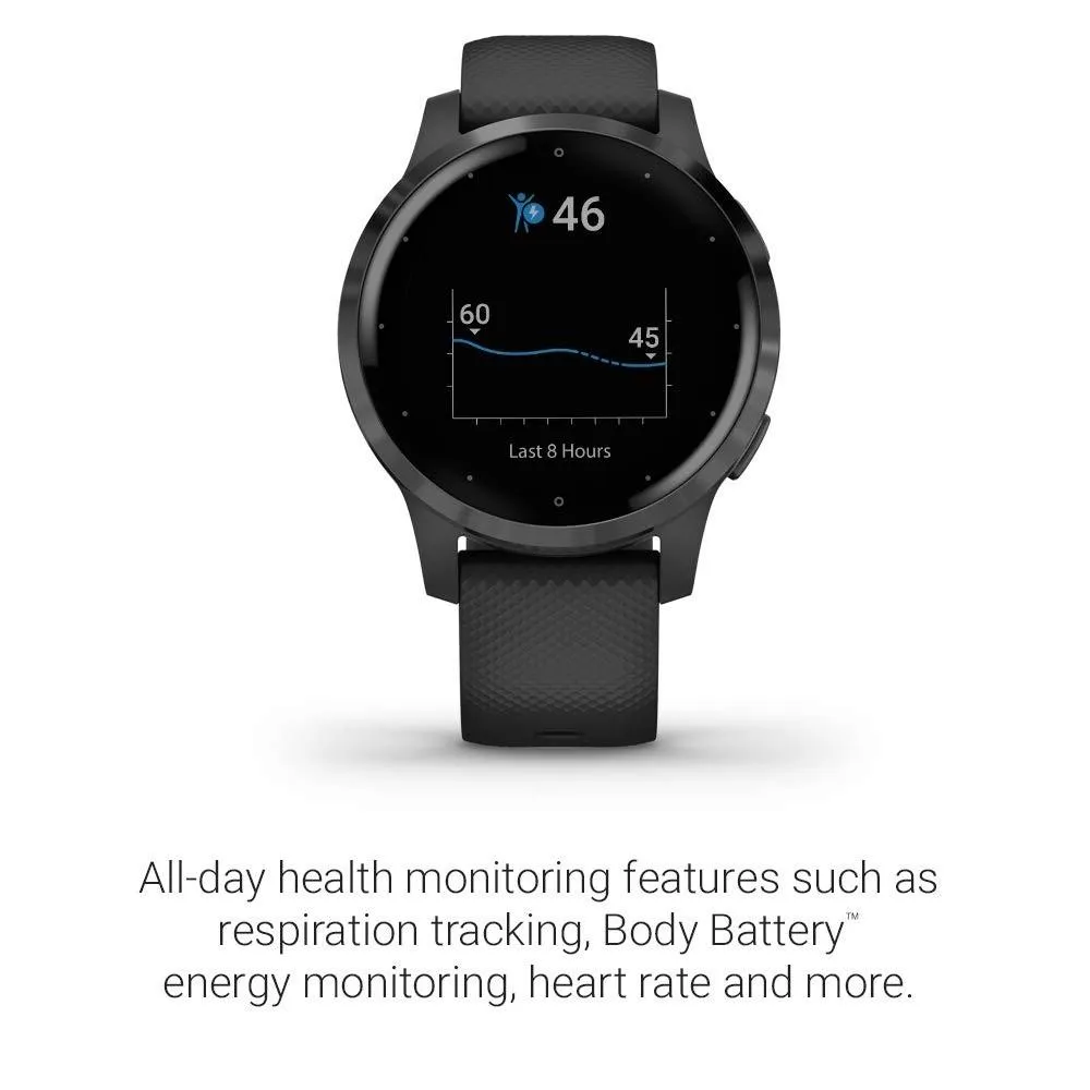 Garmin vivoactive 4S Black Silicone Band Black Digital Dial Smart Watch - 010-02172-11