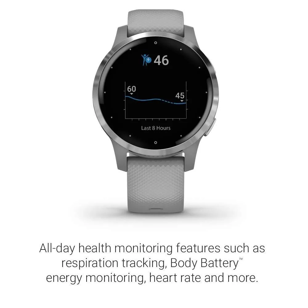 Garmin vivoactive 4S Grey Silicone Band Black Digital Dial Smart Watch - 010-02172-01