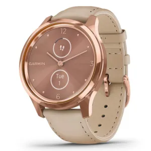 Garmin vivomove Luxe Light Sand Italian Leather Band Rose Gold Ana-Digi Dial Hybrid Watch - 010-02241-01