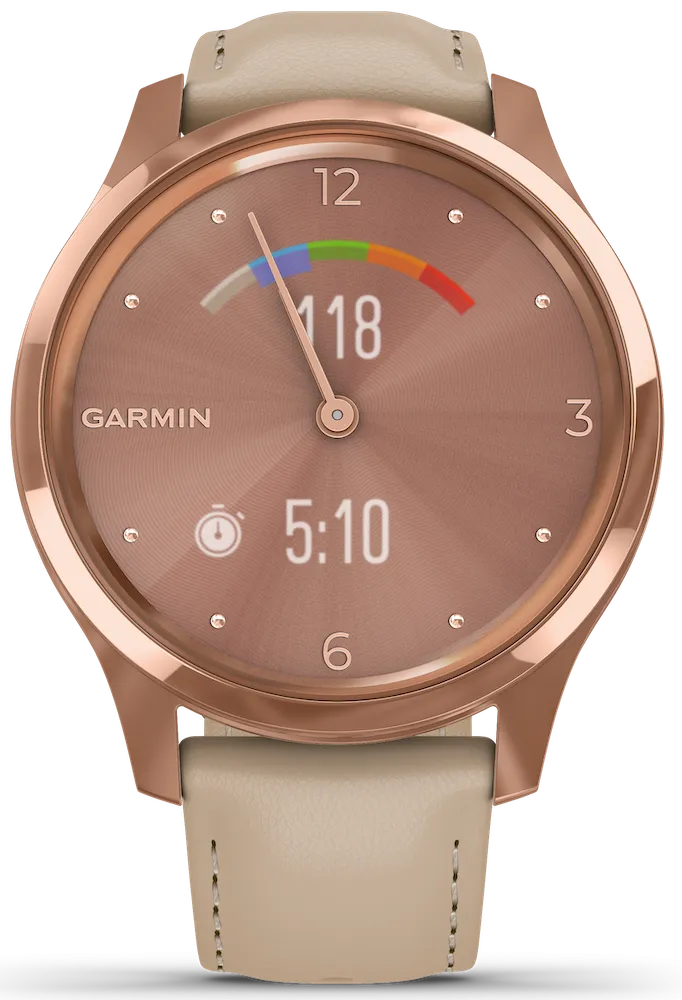 Garmin Vivomove Luxe Rose Gold PVD Sand Leather