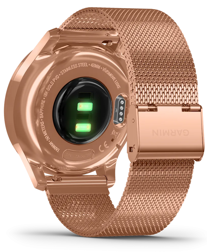 Garmin Watch Vivomove Luxe Rose Gold PVD Milanese Bracelet