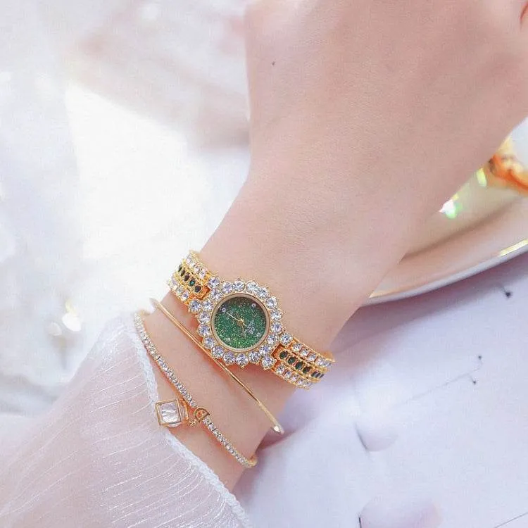 Glittering Starry Sky Women's Full Diamond Chain Watch - BS Bee Sister FA1580
