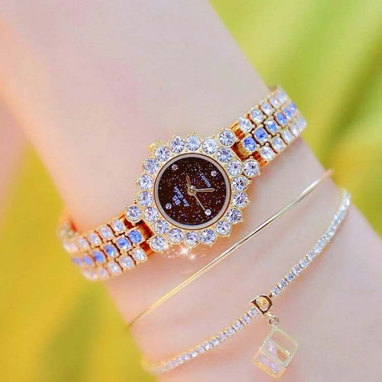 Glittering Starry Sky Women's Full Diamond Chain Watch - BS Bee Sister FA1580