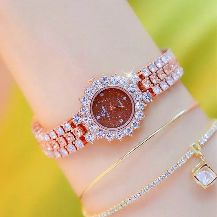 Glittering Starry Sky Women's Full Diamond Chain Watch - BS Bee Sister FA1580
