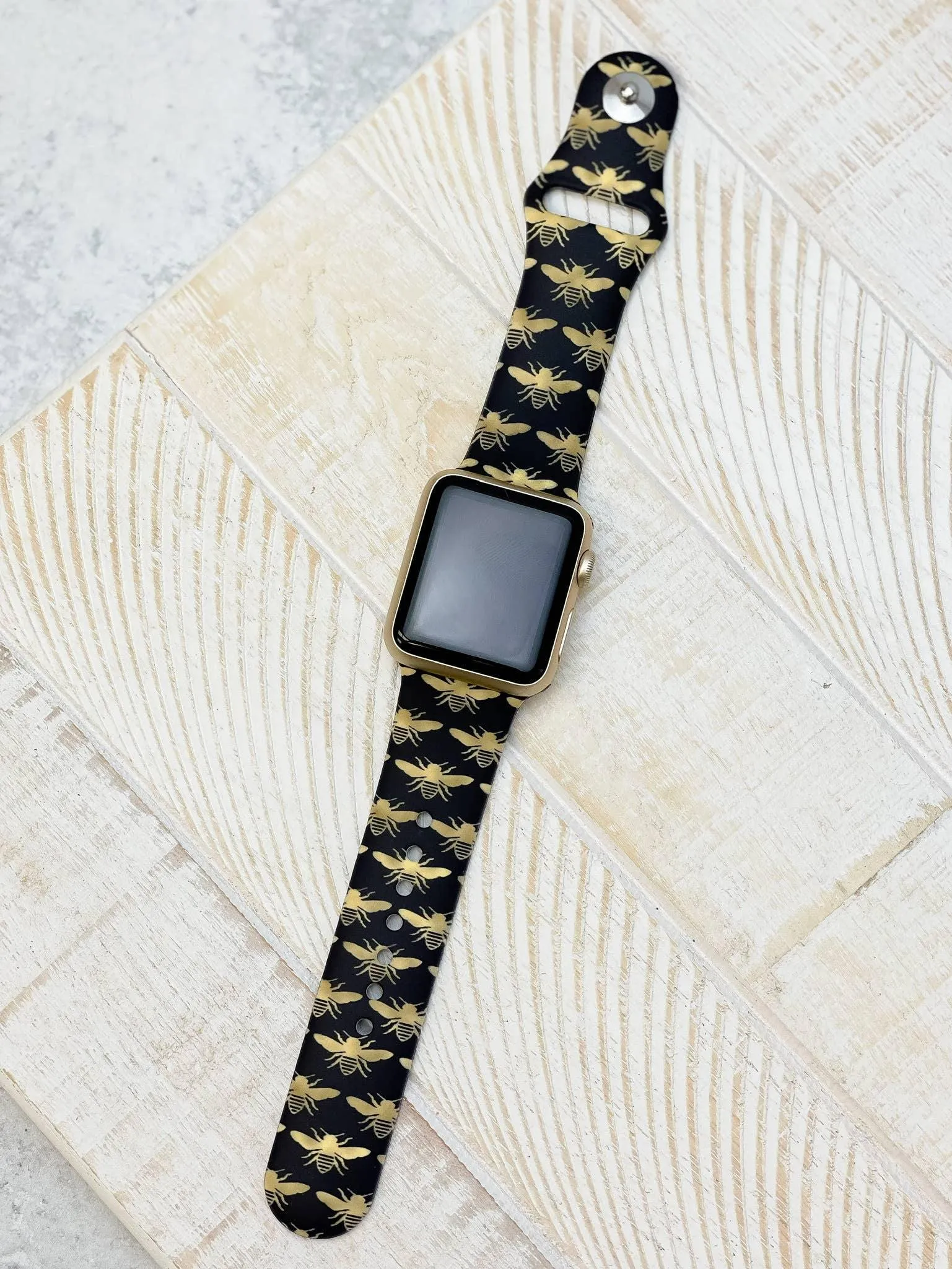 Gold Bee Printed Silicone Smart Watch Band