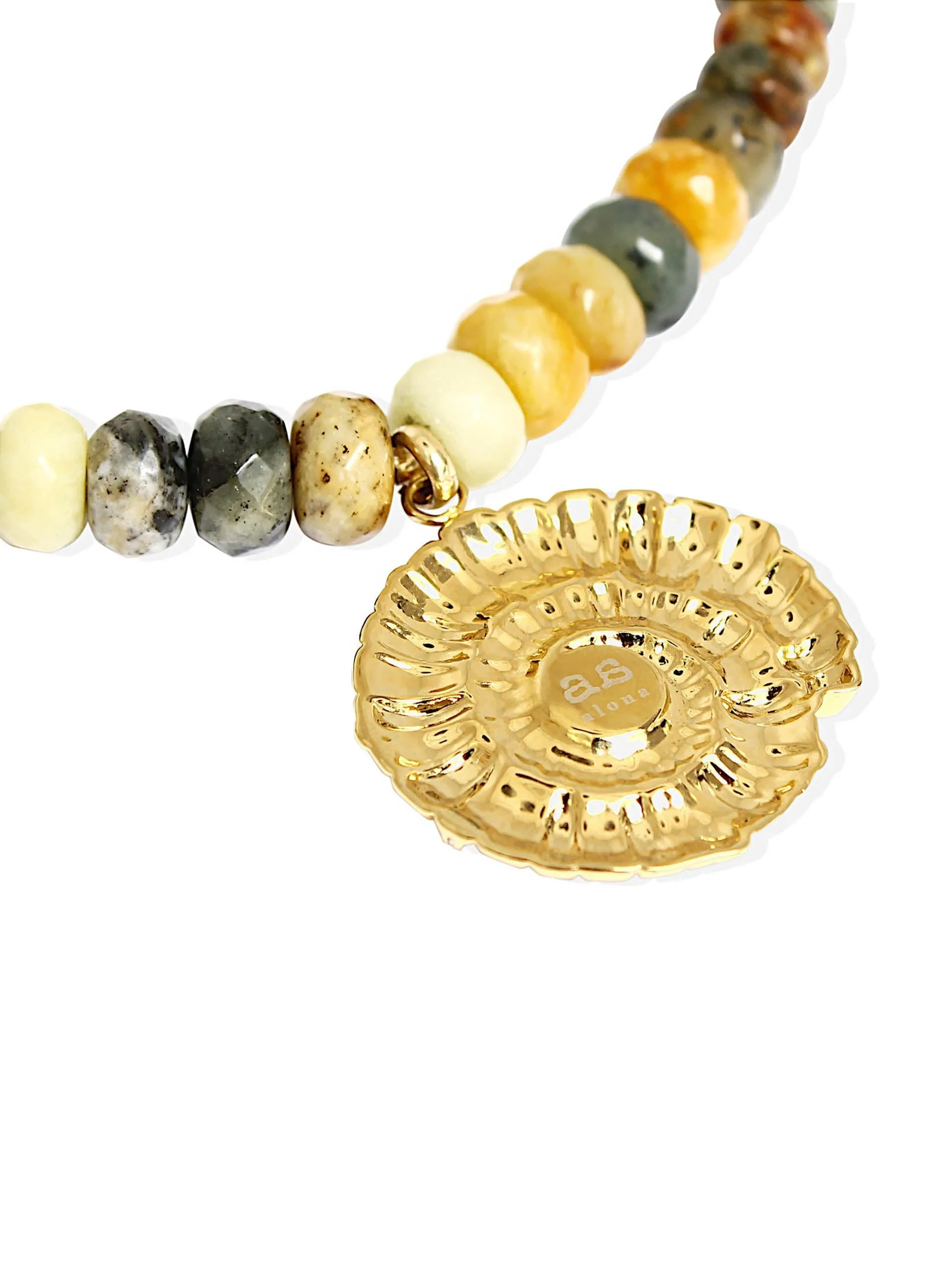 Gold with jade Island necklace