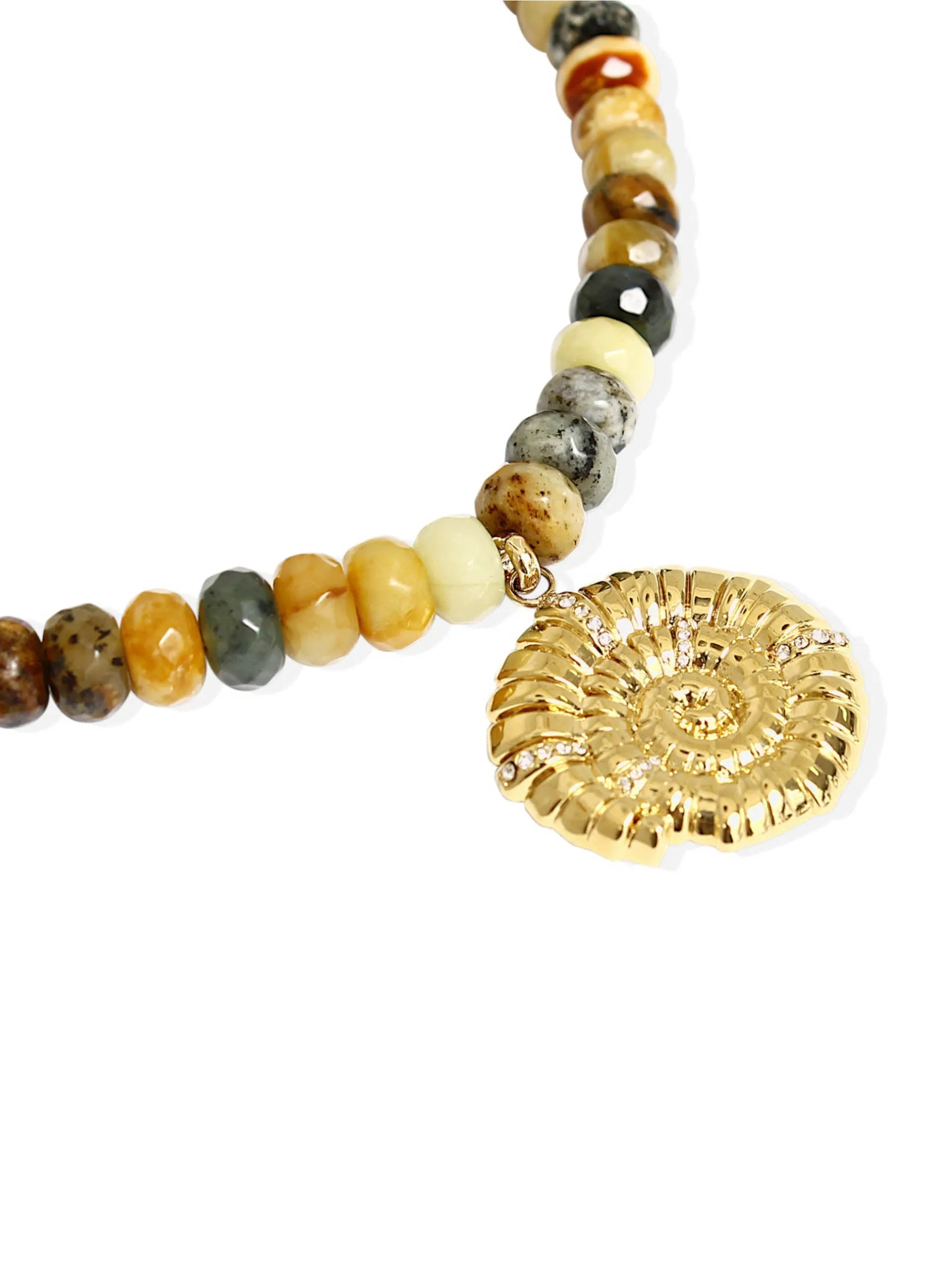 Gold with jade Island necklace