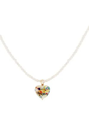 Heart and pearl Zero Waste necklace