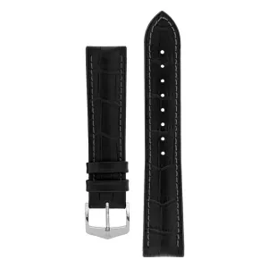 Hirsch PAUL Alligator Embossed Performance Watch Strap in BLACK