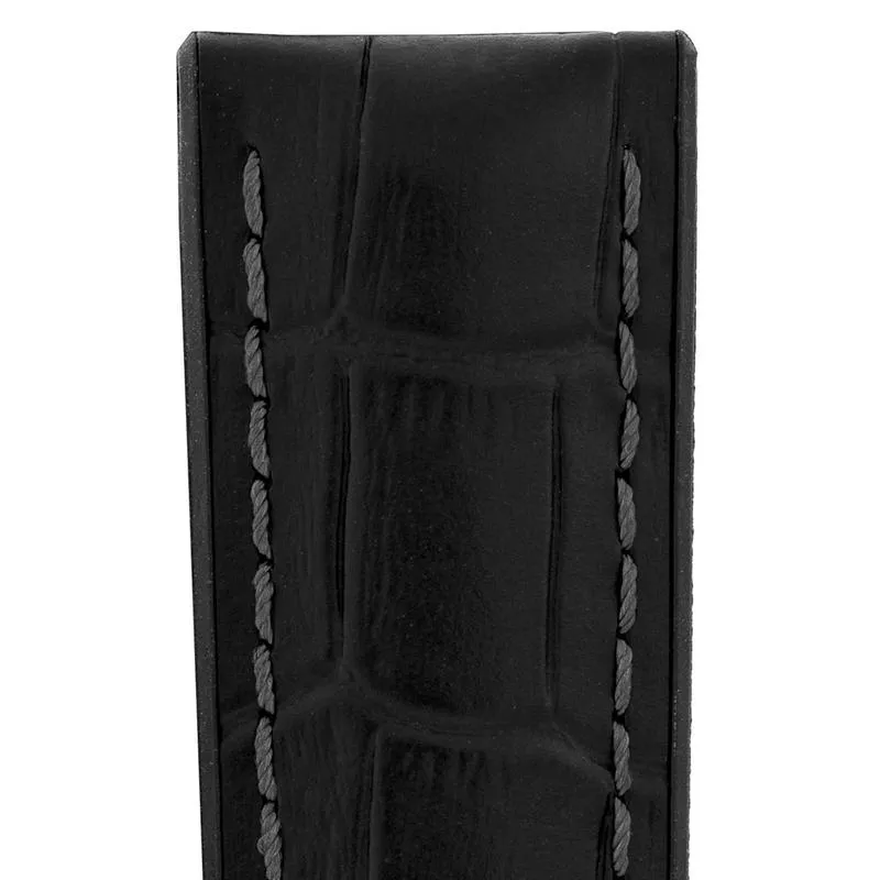 Hirsch PAUL Alligator Embossed Performance Watch Strap in BLACK