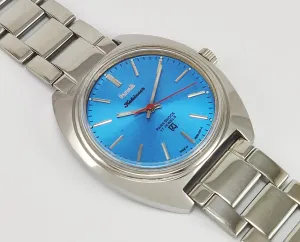 HMT Kohinoor Para Shock 17 Jewels Blue Dial Mechanical Hand winding Men's Wrist Watch