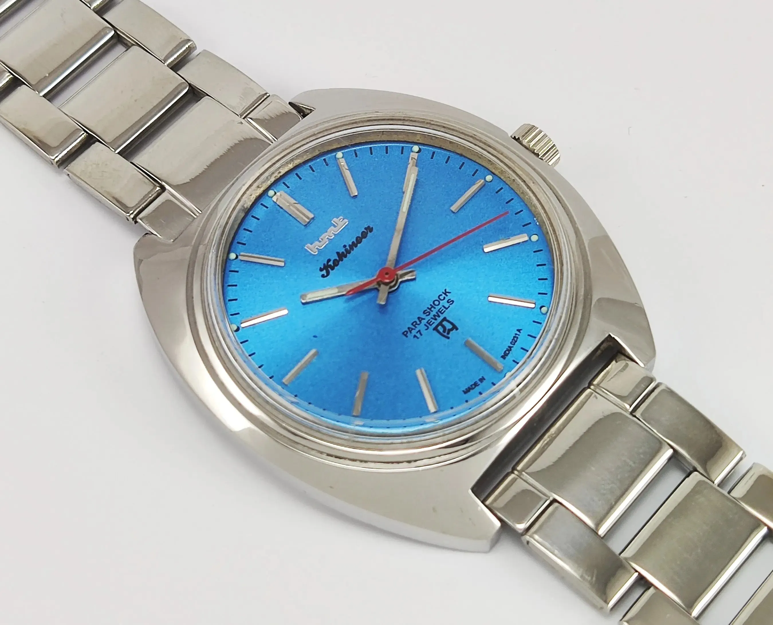 HMT Kohinoor Para Shock 17 Jewels Blue Dial Mechanical Hand winding Men's Wrist Watch