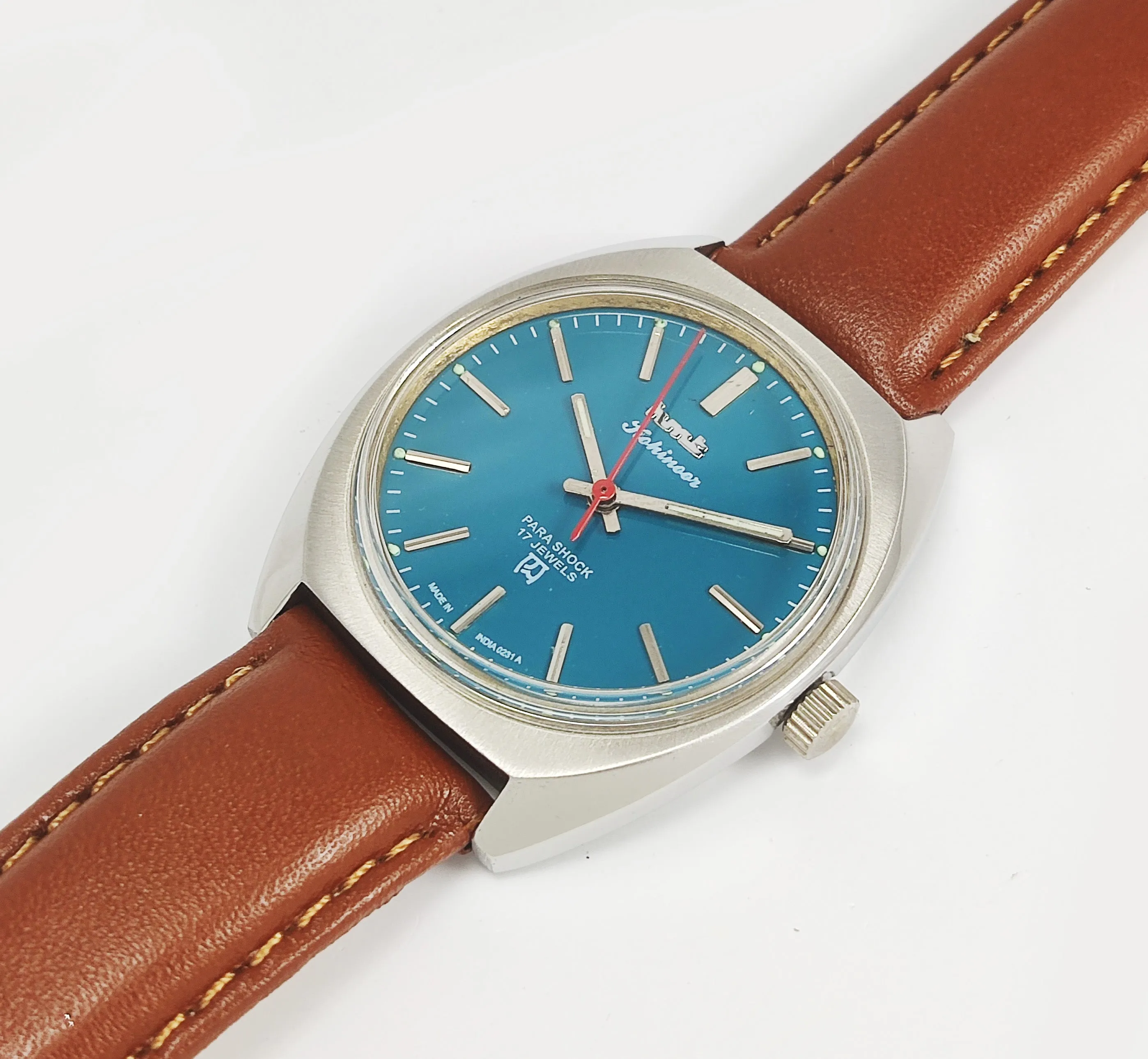 HMT Kohinoor Para Shock 17 Jewels Peacock Green Dial Mechanical Hand winding Men's Wrist Watch