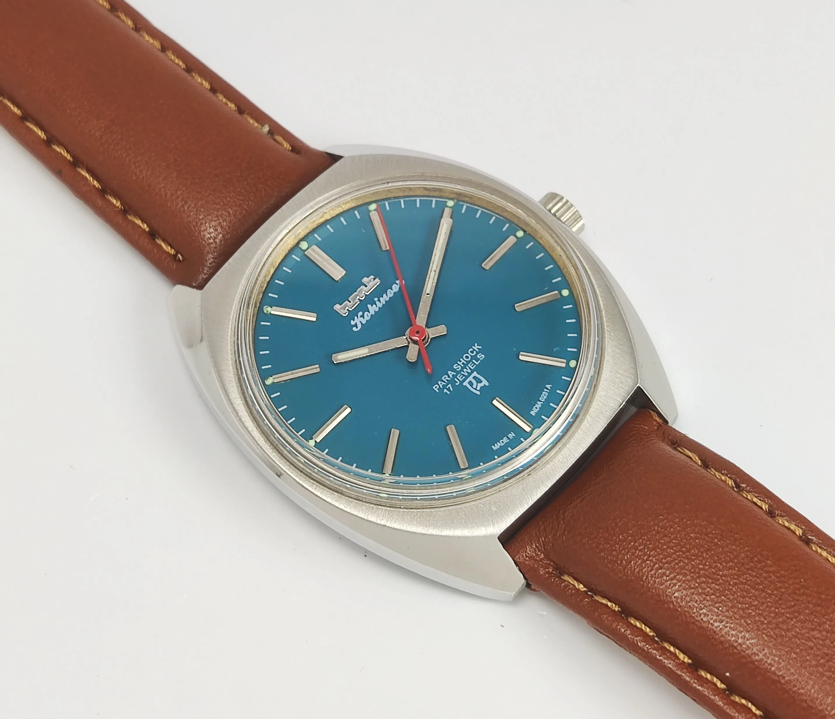 HMT Kohinoor Para Shock 17 Jewels Peacock Green Dial Mechanical Hand winding Men's Wrist Watch