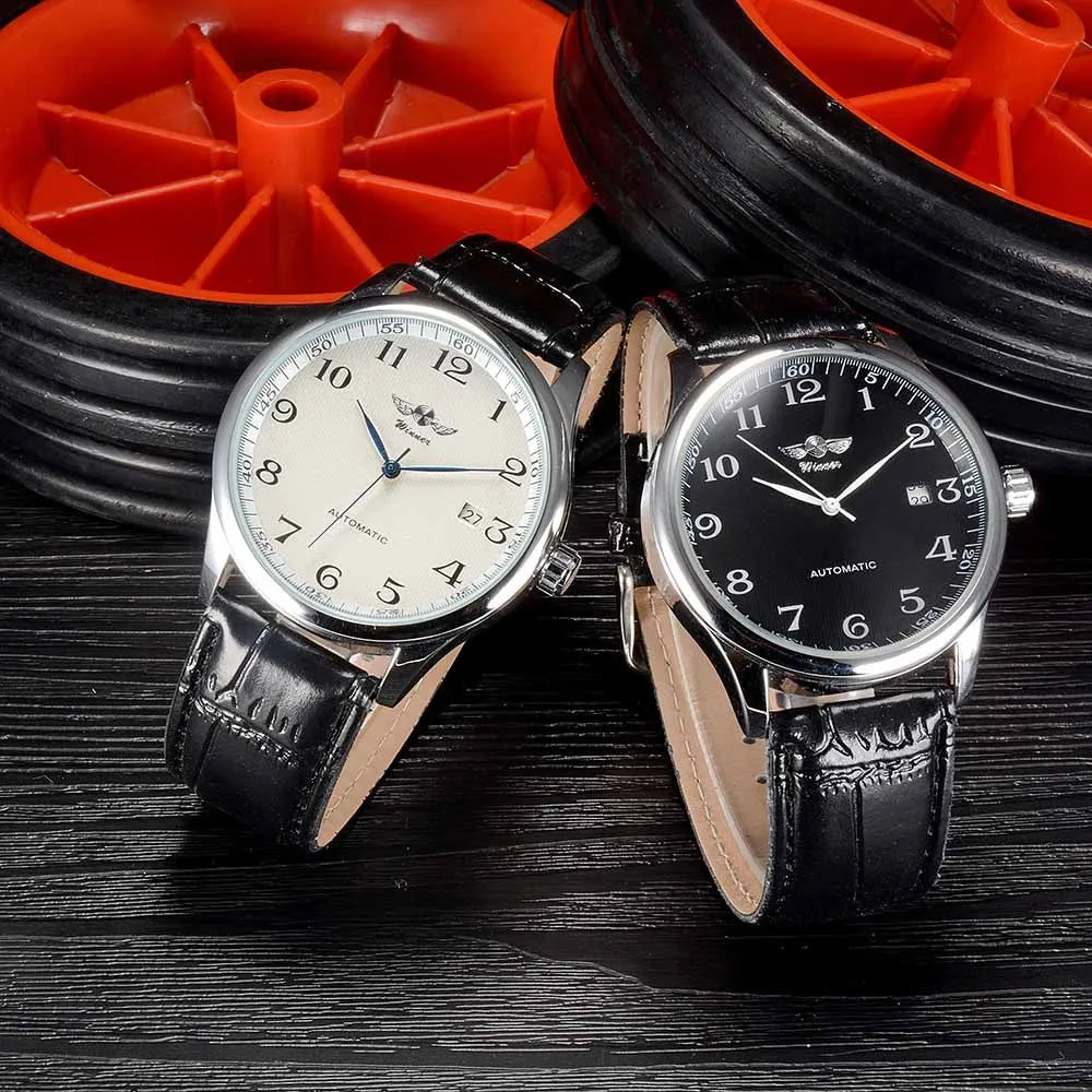 Hot Sale WINNER Luxury Watch Men Automatic Self-winding Military Mens Watches Leather Wrist Watches for Men Montre Homme