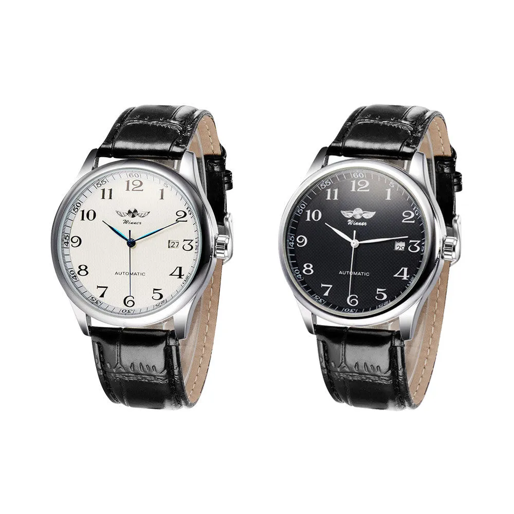 Hot Sale WINNER Luxury Watch Men Automatic Self-winding Military Mens Watches Leather Wrist Watches for Men Montre Homme
