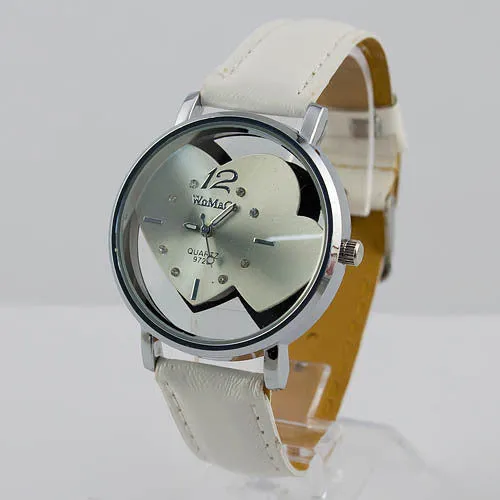 Hot Selling Cute Heart Shaped Round Face Women Girls Quartz Wrist Watches