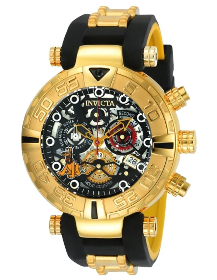 INVICTA Disney Limited Edition Mens Dive Watch - Gold-Tone - Pluto - Silicone