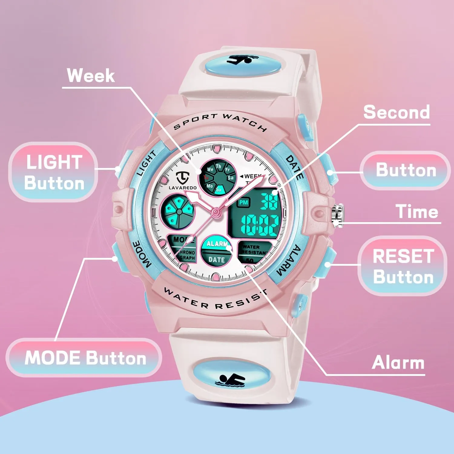 Kids Watch for Boys and Girls Ages 5-15, Analog Digital Waterproof With Alarm Clock Stopwatch, Birthday and Christmas Gifts