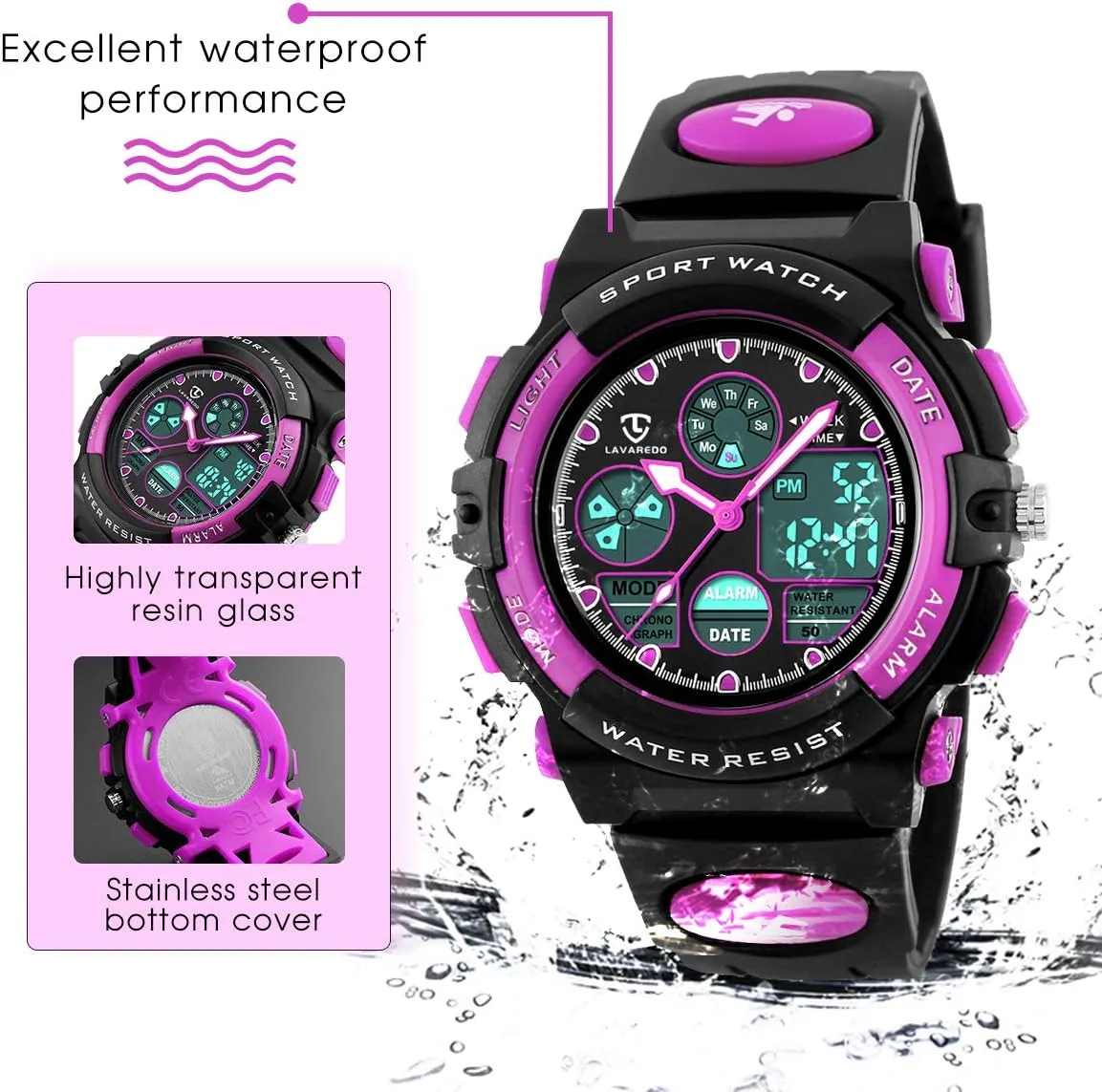 Kids Watch for Boys and Girls Ages 5-15, Analog Digital Waterproof With Alarm Clock Stopwatch, Birthday and Christmas Gifts